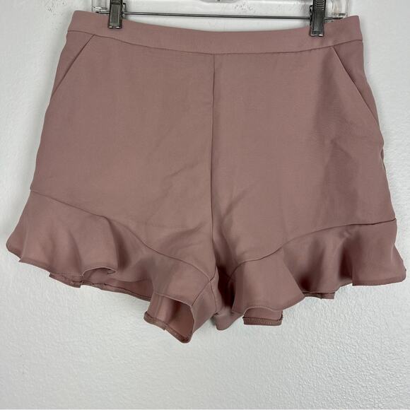 Top Shop | Mauve Pink Ruffle Peplum High Waisted Shorts 10 - Picture 2 of 5